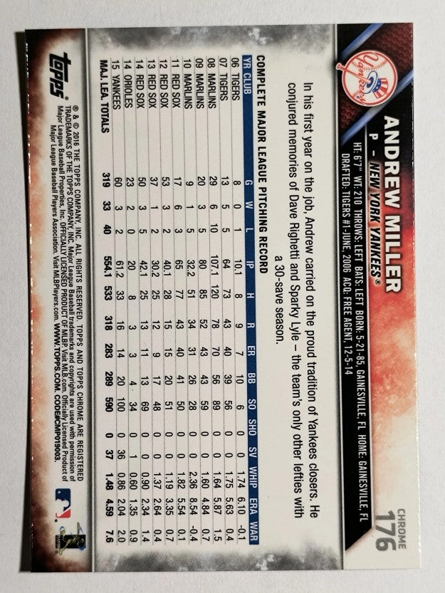 2016 Topps Chrome Prism Refractors #176 Andrew Miller