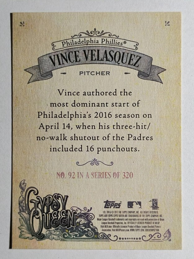 2017 Topps Gypsy Queen #92 Vince Velasquez