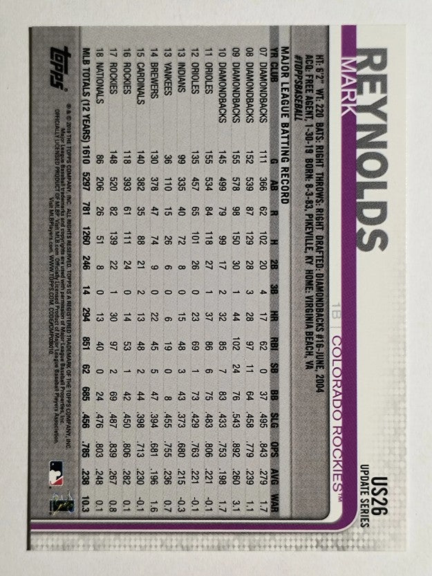 2019 Topps Update #US26 Mark Reynolds