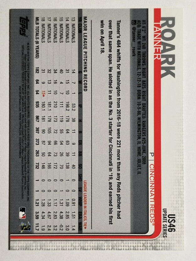 2019 Topps Update #US46 Tanner Roark