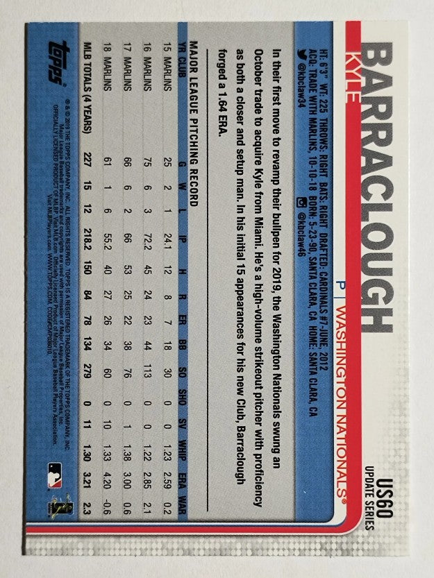 2019 Topps Update #US60 Kyle Barraclough