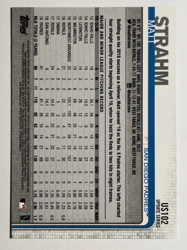 2019 Topps Update #US102 Matt Strahm