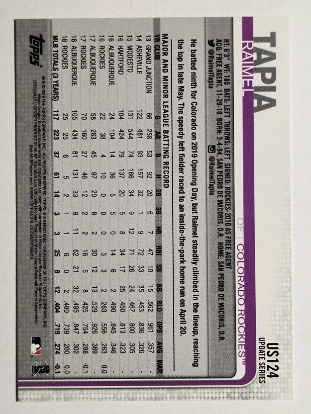 2019 Topps Update #US124 Raimel Tapia