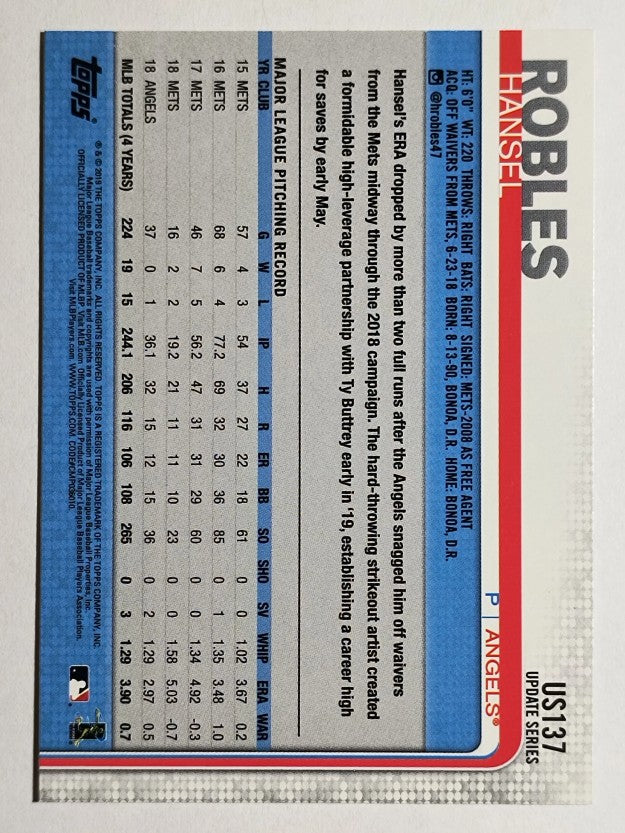 2019 Topps Update #US137 Hansel Robles