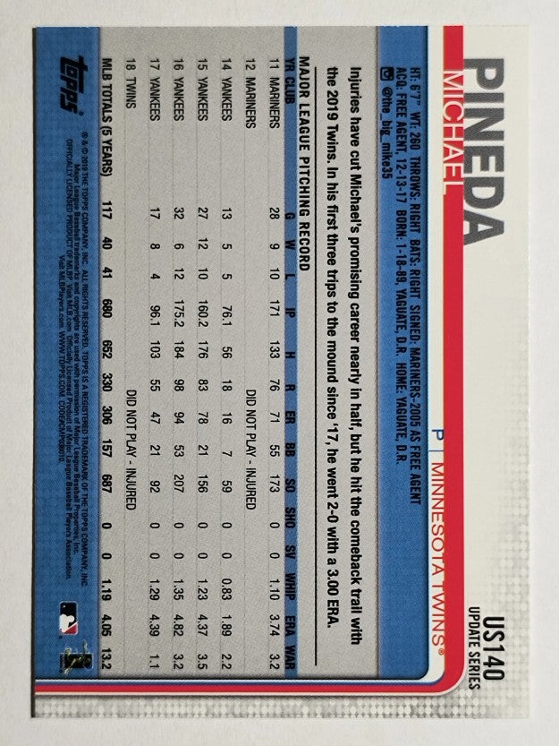 2019 Topps Update #US140 Michael Pineda
