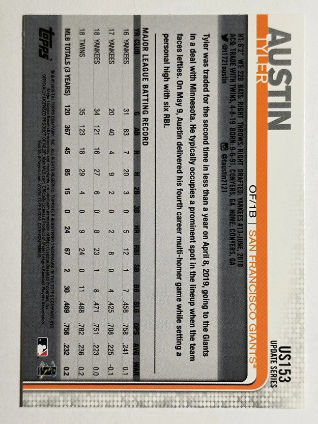 2019 Topps Update #US153 Tyler Austin