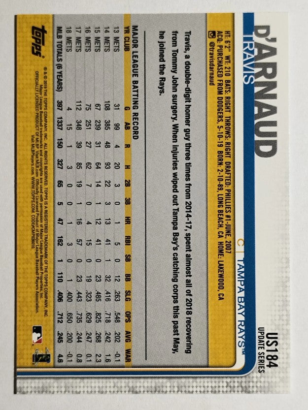 2019 Topps Update #US184 Travis d'Arnaud