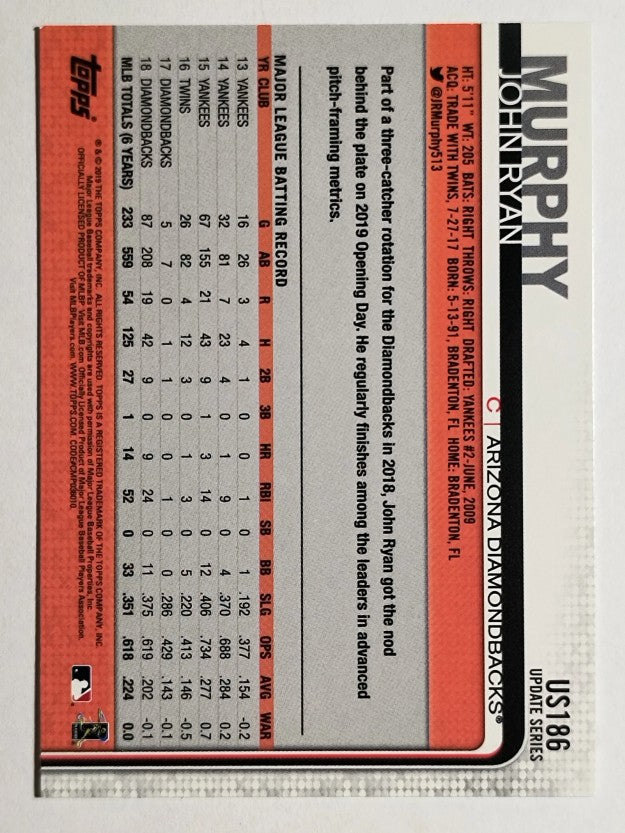 2019 Topps Update #US186 John Ryan Murphy