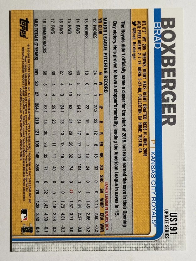 2019 Topps Update #US191 Brad Boxberger