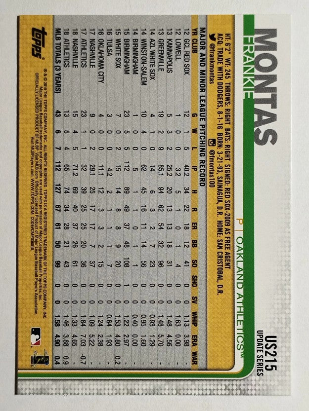 2019 Topps Update #US215 Frankie Montas