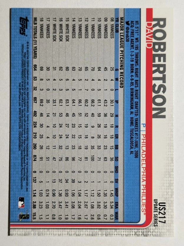 2019 Topps Update #US217 David Robertson