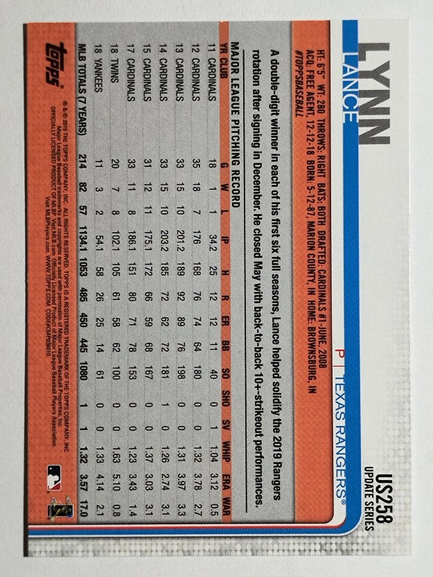 2019 Topps Update #US258 Lance Lynn