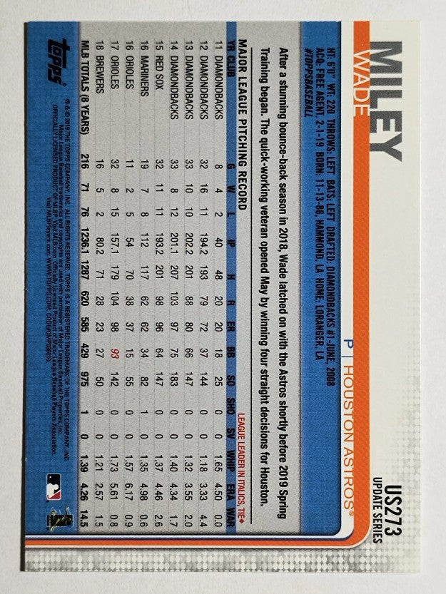 2019 Topps Update #US273 Wade Miley