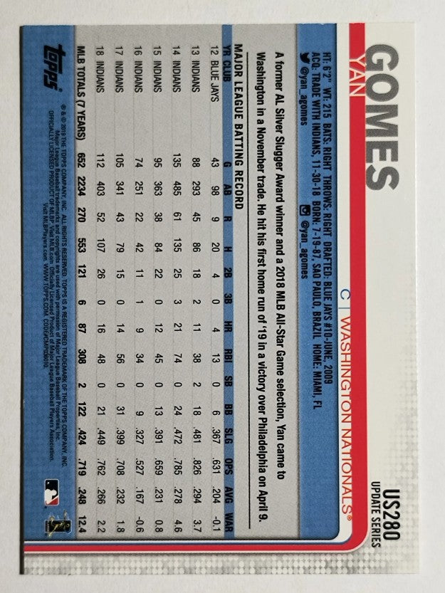 2019 Topps Update #US280 Yan Gomes