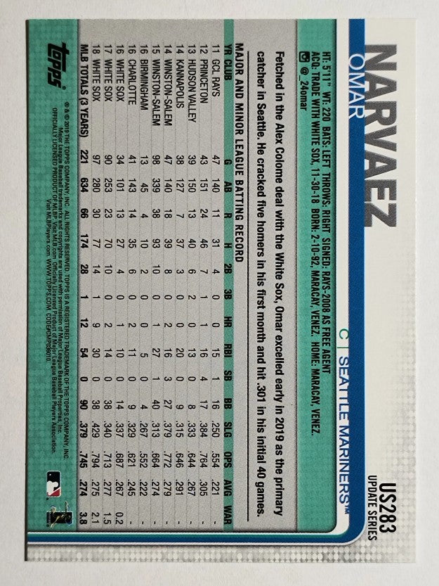 2019 Topps Update #US283 Omar Narvaez RC