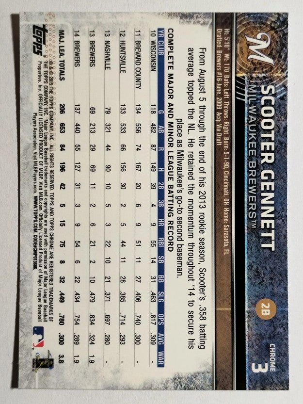 2015 Topps Chrome #3 Scooter Gennett