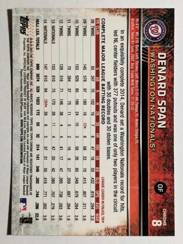 2015 Topps Chrome #8 Denard Span