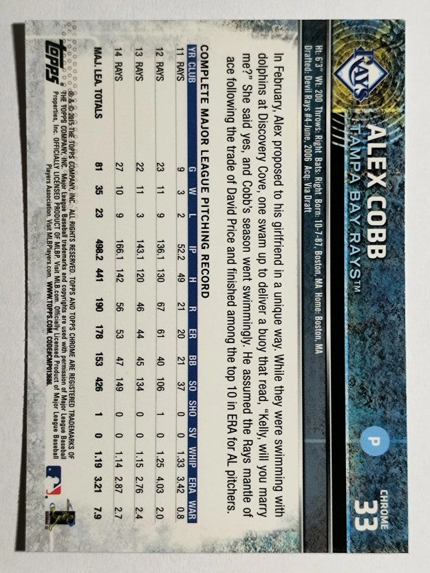 2015 Topps Chrome #33 Alex Cobb