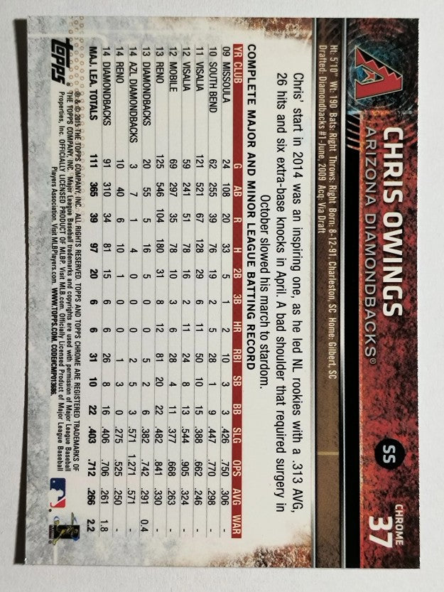 2015 Topps Chrome #37 Chris Owings