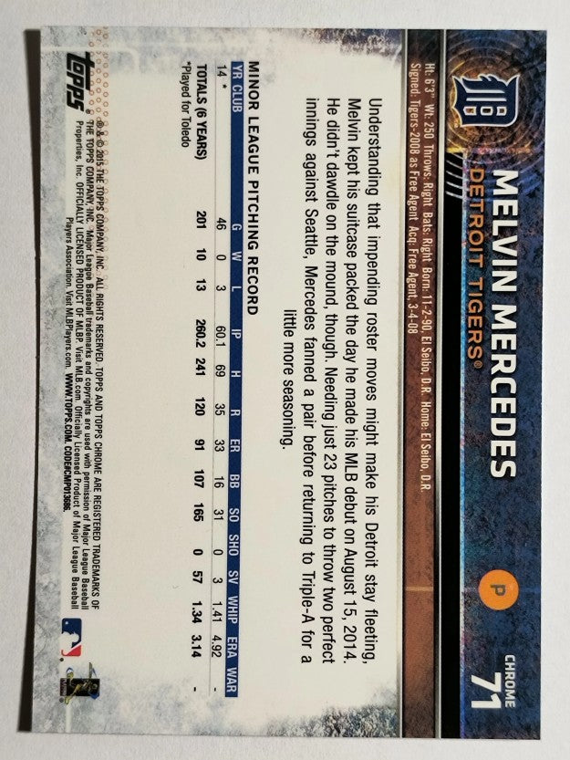 2015 Topps Chrome #71 Melvin Mercedes RC