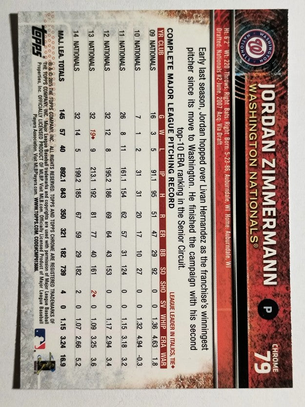 2015 Topps Chrome #79 Jordan Zimmermann