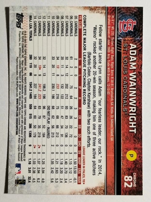 2015 Topps Chrome #82 Adam Wainwright