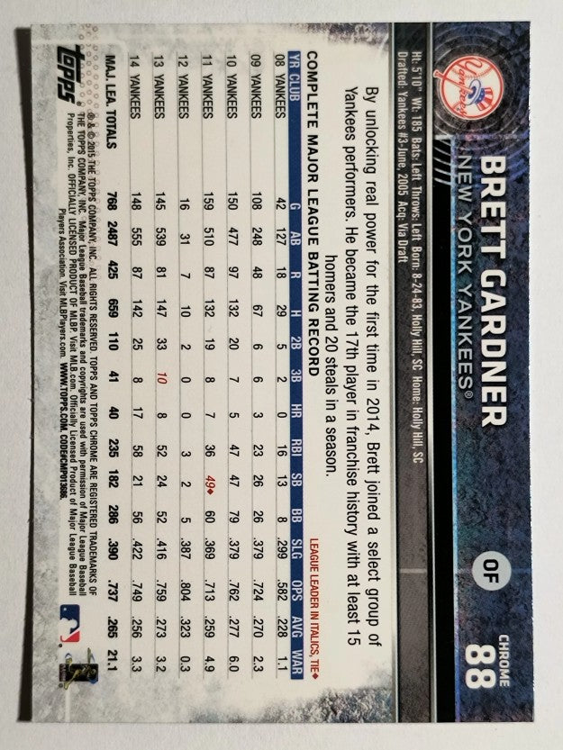 2015 Topps Chrome #88 Brett Gardner