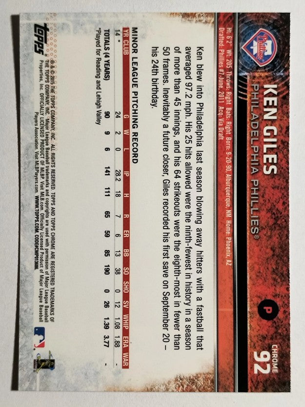 2015 Topps Chrome #92 Ken Giles