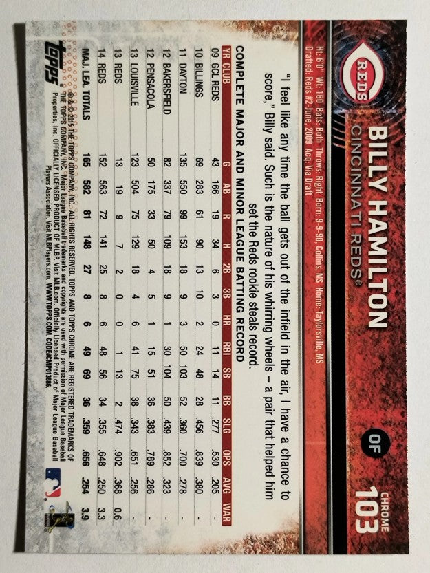 2015 Topps Chrome #103 Billy Hamilton