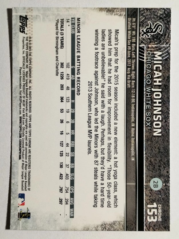 2015 Topps Chrome #153 Micah Johnson RC