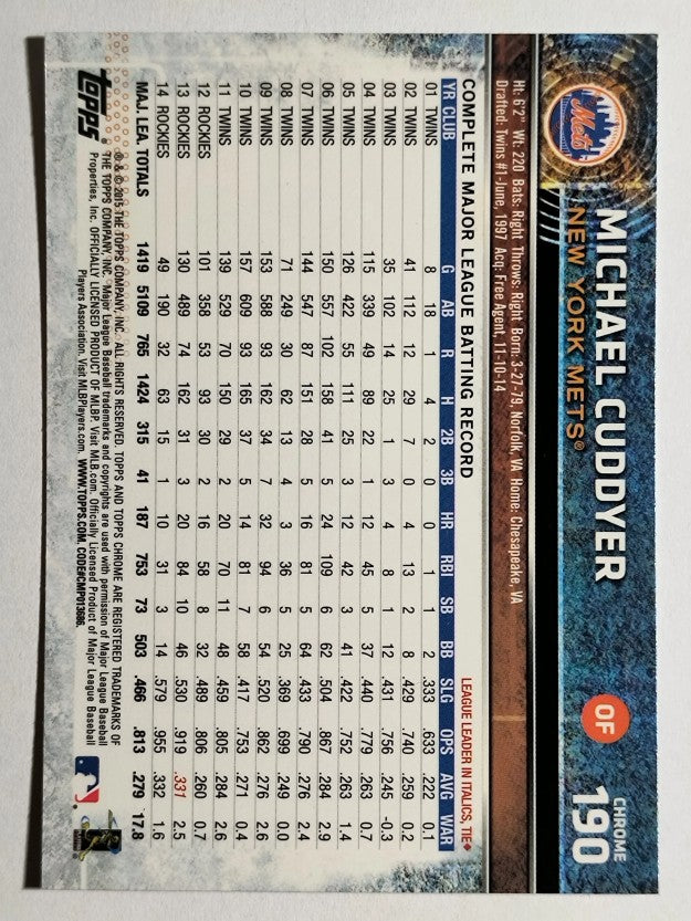 2015 Topps Chrome #190 Michael Cuddyer