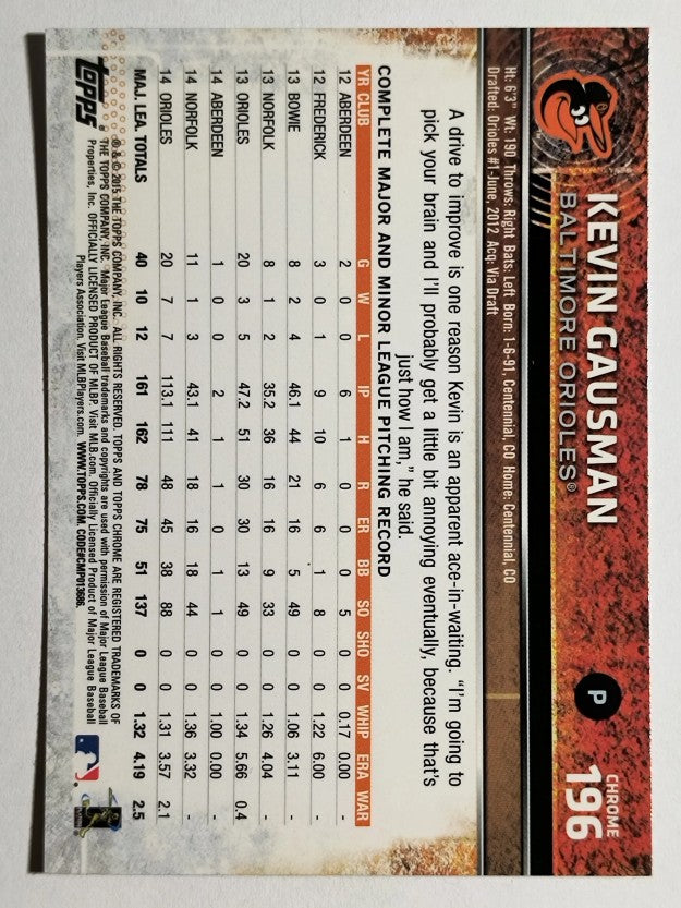 2015 Topps Chrome #196 Kevin Gausman