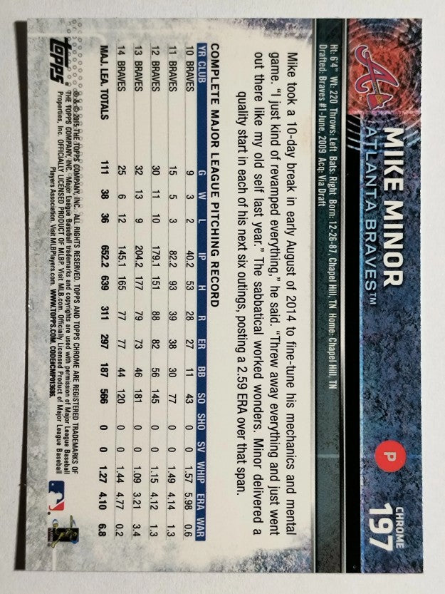 2015 Topps Chrome #197 Mike Minor