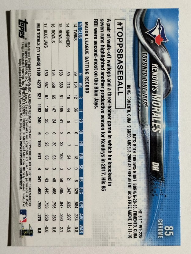 2018 Topps Chrome #85 Kendrys Morales