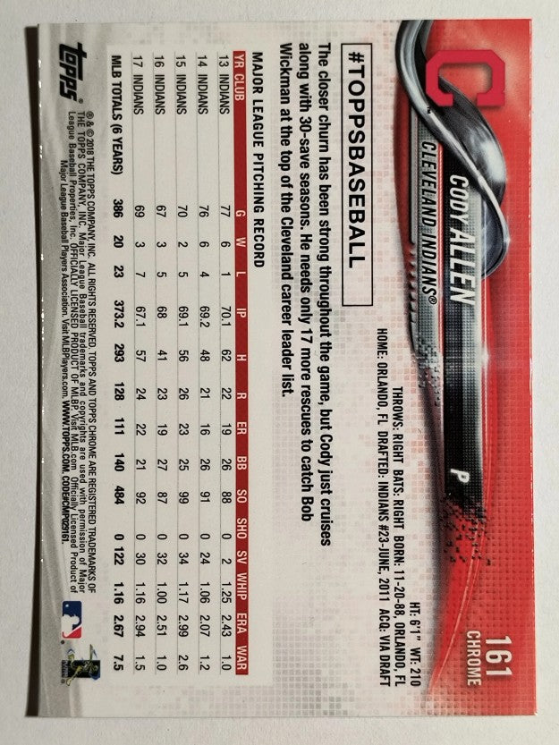 2018 Topps Chrome #161 Cody Allen