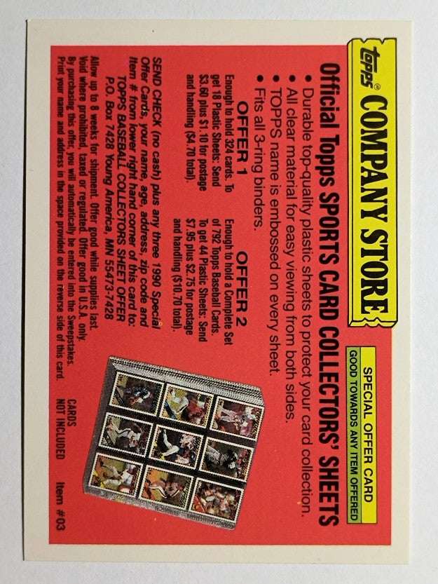 1990 Topps Special Offer #NNO Sports Card Collector's Sheets