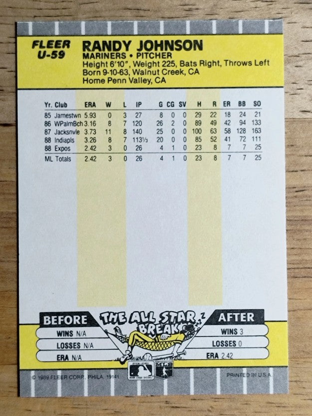 1989 Fleer Update #59 Randy Johnson