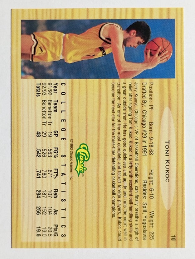1993 Classic #10 Toni Kukoc