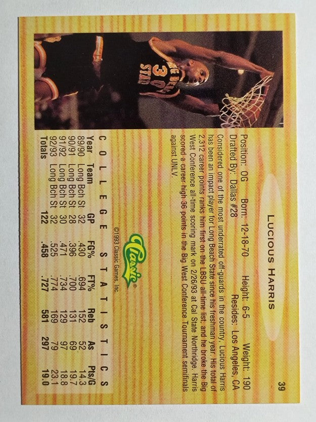 1993 Classic #39 Lucious Harris