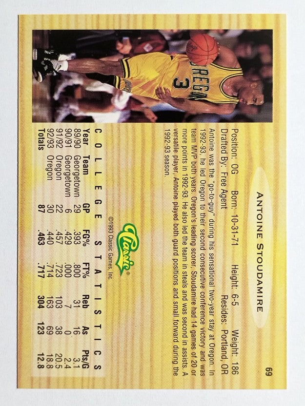 1993 Classic #69 Antoine Stoudamire