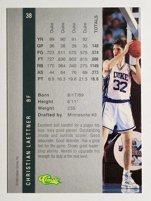 1992 Classic Four Sport #38 Christian Laettner