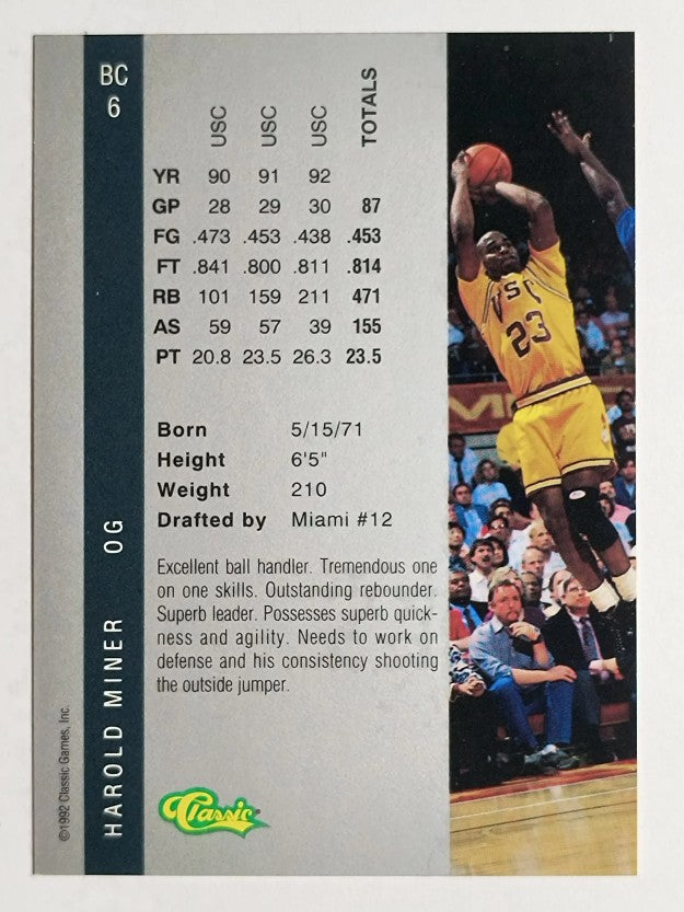 1992 Classic Four Sport BCs #BC6 Harold Miner