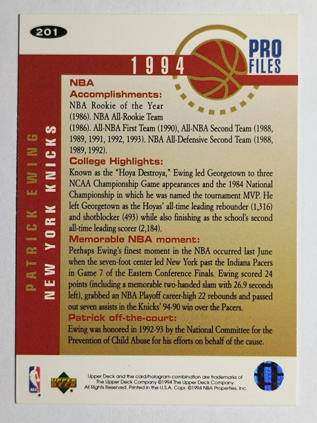 1994-95 Collector's Choice Silver Signature #201 Patrick Ewing PRO