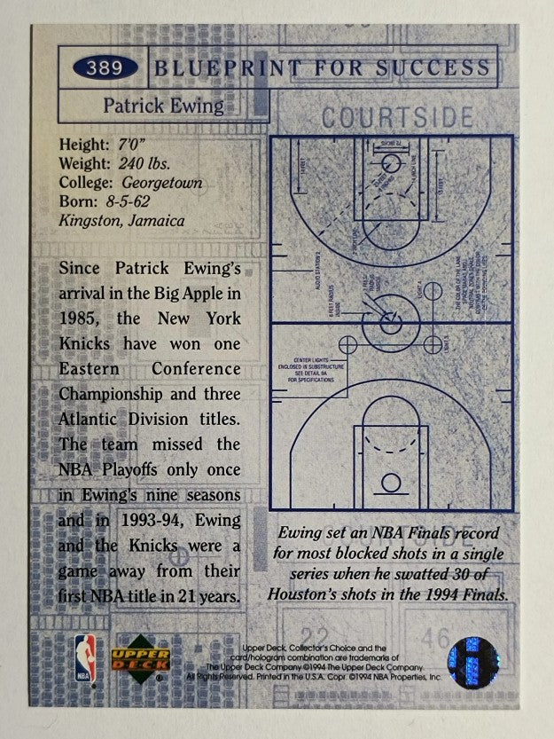 1994-95 Collector's Choice Silver Signature #389 Patrick Ewing BP (NM)