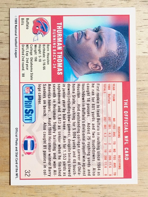 1989 Pro Set #32 Thurman Thomas RC