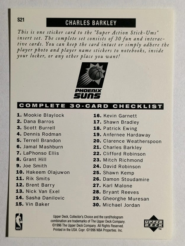 1996-97 Collector's Choice Stick Ums 1 #S21 Charles Barkley