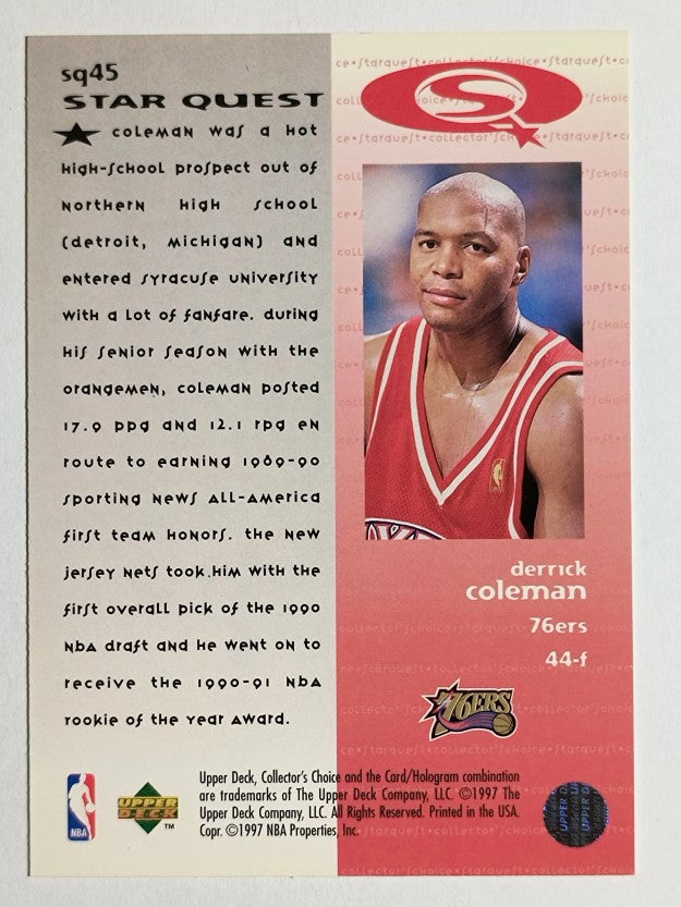 1997-98 Collector's Choice StarQuest #45 Derrick Coleman