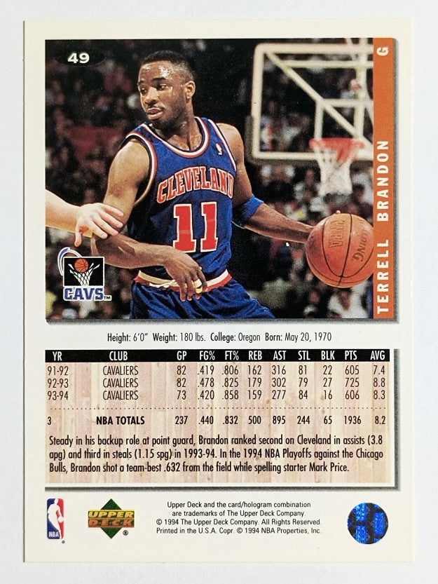 1994-95 Collector's Choice #49 Terrell Brandon
