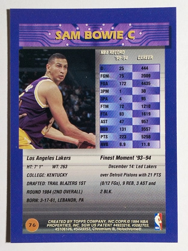 1994-95 Finest #76 Sam Bowie