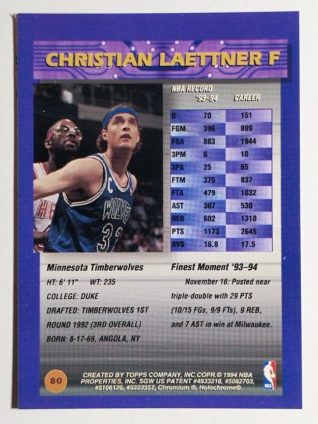 1994-95 Finest #80 Christian Laettner